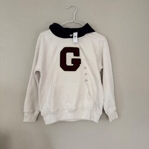 NWT Gap Kids White Hoodie with Applique Logo Preppy Academia Boys Large/10